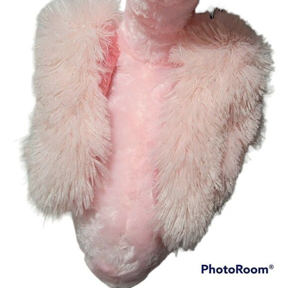 Pink Flamingo 25" Plush Stuffed Animal Sitting Shelf Chair Sitter Sparkle Wings - Picture 4 of 12